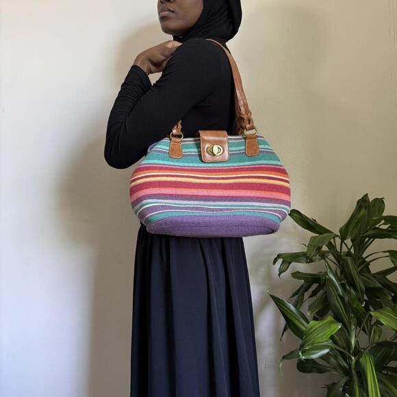 Handbags - Vintage multicolor‎ braided striped shoulder bag